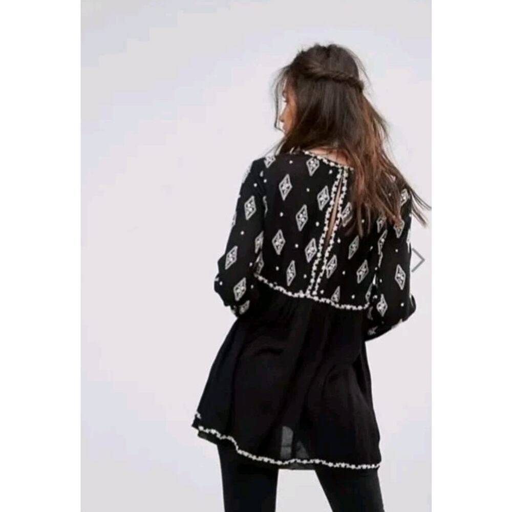 Free People Cinnamon Diamond‎ Embroidered Tunic Top Size Xs - Picture 2 of 10